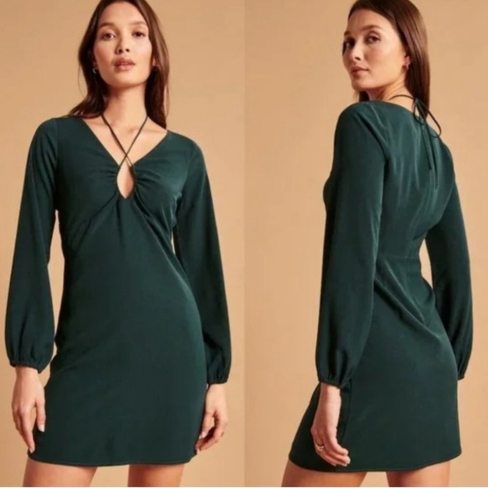 Abercrombie & Fitch Long-Sleeve Strappy Halter Mini Dress